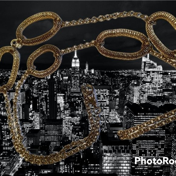 Trendy Long Gold Chain Link Necklace - Picture 6 of 6